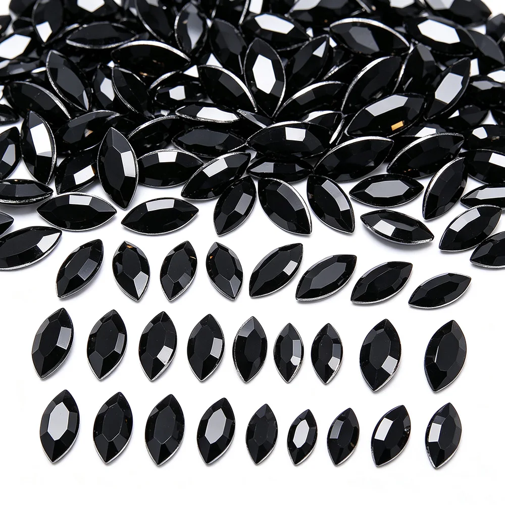 20pcs-60pcs Glass Beads Rhinestones Marquise Shape Pointback Crystals Strass Trim Fabric Sew On Rhinestones Clothes Stones Gems