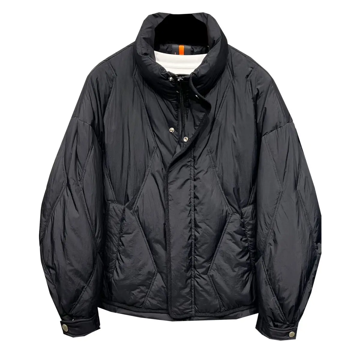2026 Winter Stand Collar Down Cotton Jacket Men's Fashion Plaid Casual Warm Coats Male Solid Color Cotton-padded Parkas C974