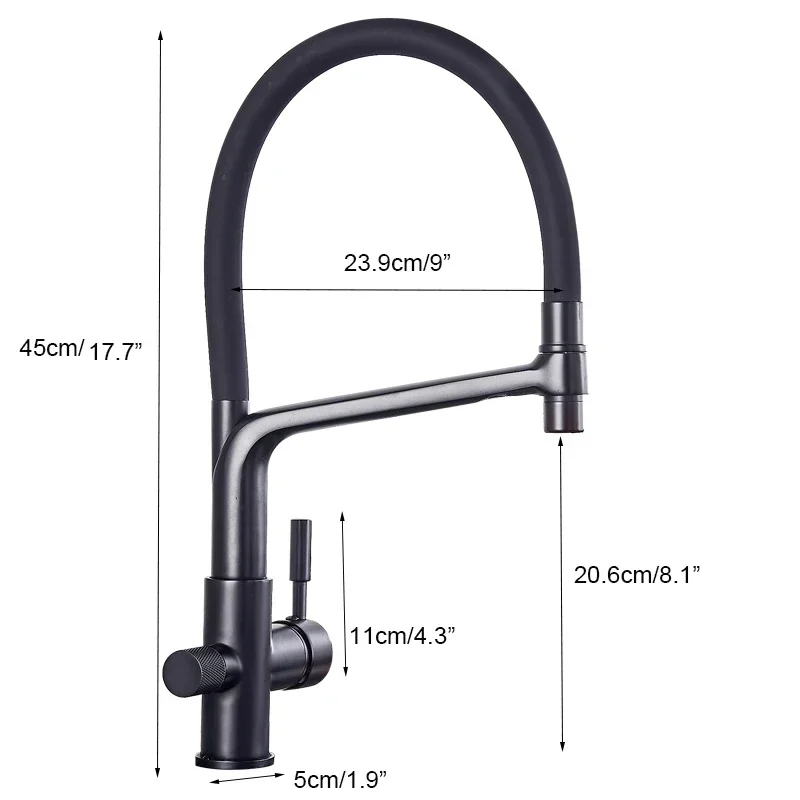 Brushed Golden Kitchen Sink Faucet Pure Water Filter Mixer Crane Dual Handle Pull Down Purification Kitchen Hot Cold Water Tap