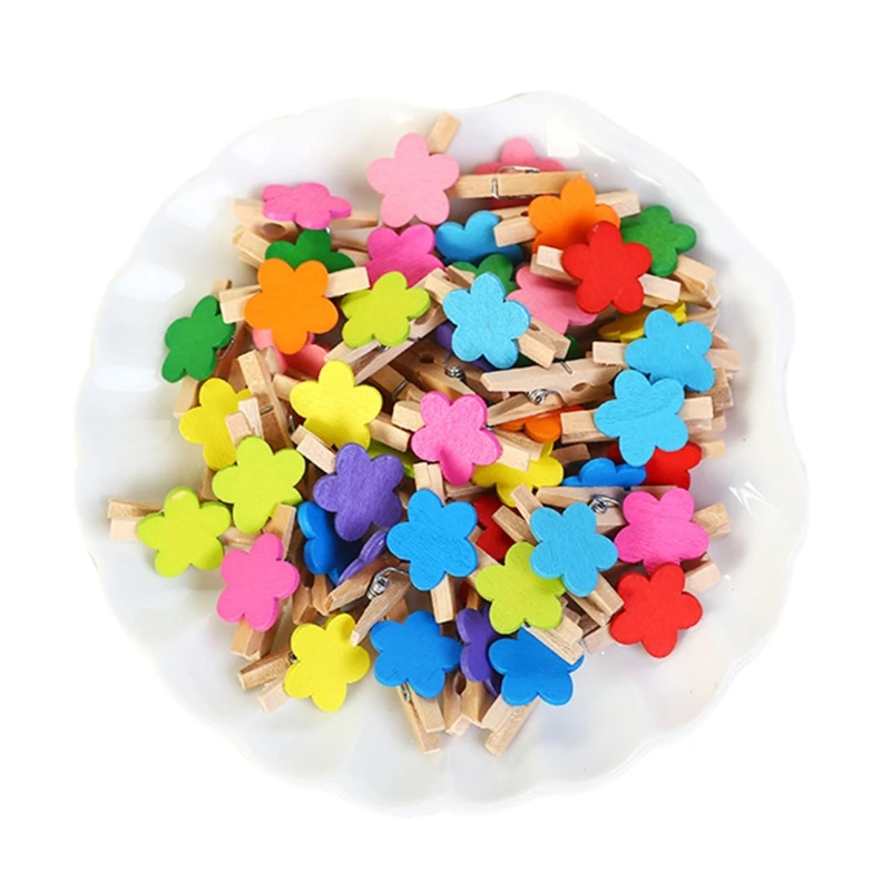 Наборы деревянных прищепок из 50 шт., зажим для фотографий, деревянные закладки, разные цвета