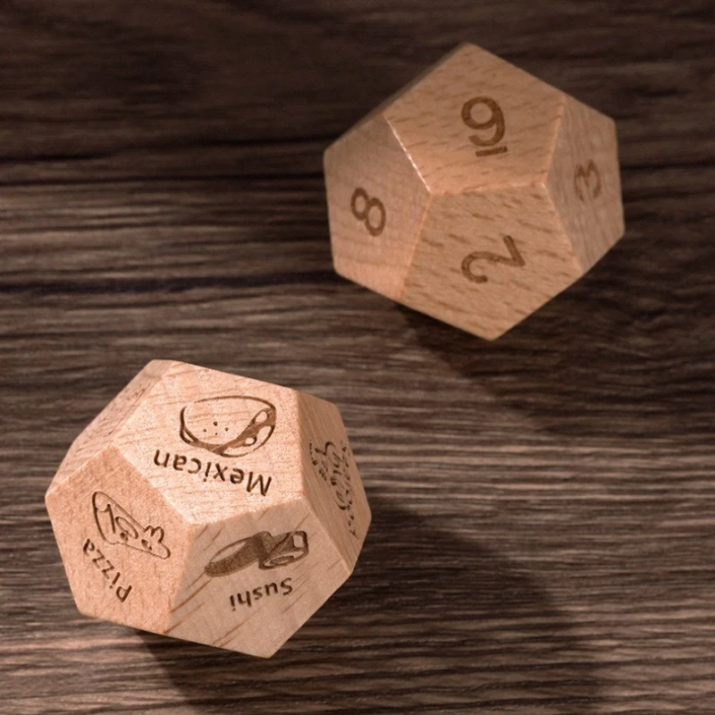 1pcs Food Decides Dice 12 Sides, Date Night Dice Couple Gift , Dinner Dice Decides,  Wooden Birthday Christmas Gift Party Game