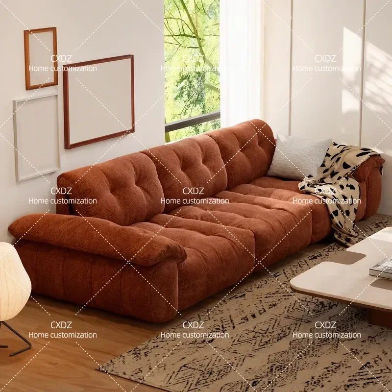Medieval style cloud cloth sofa living room advanced sense French cream style retro adjustable backrest straight row sofa