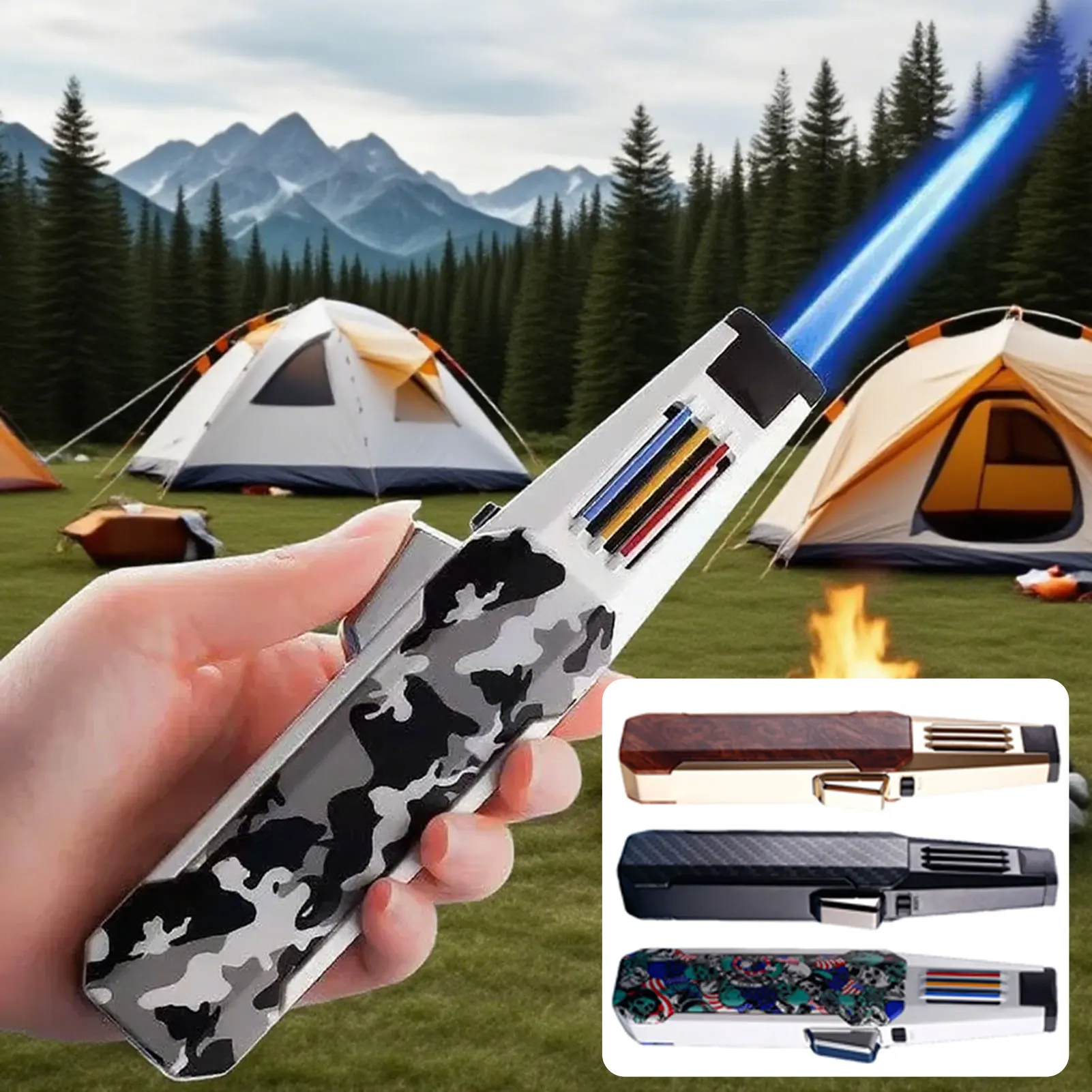 

Профессиональная ветрозащитная зажигалка Jet-Forch, многоразовая бутановая зажигалка для сигар, барбекю