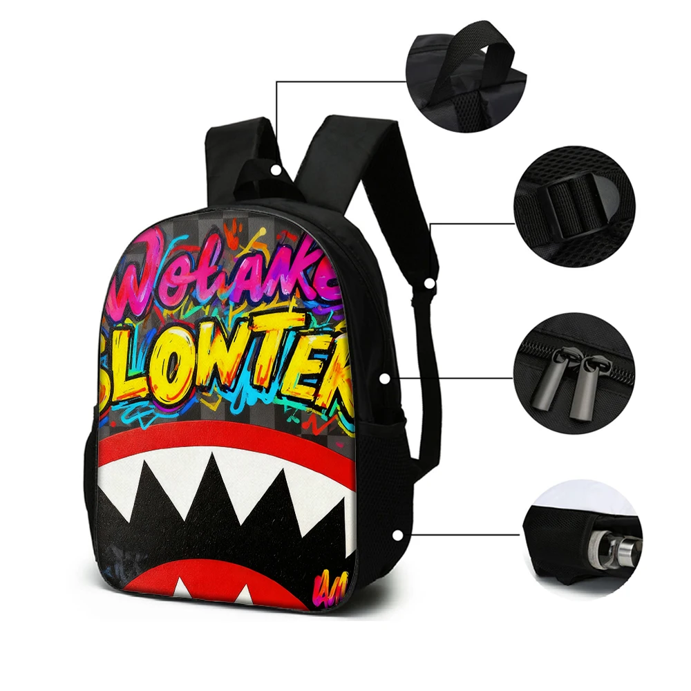 1/2/3/4/5PCS Trendy Shark Graphic Backpack Set | Perfect for School & Daily Adventures