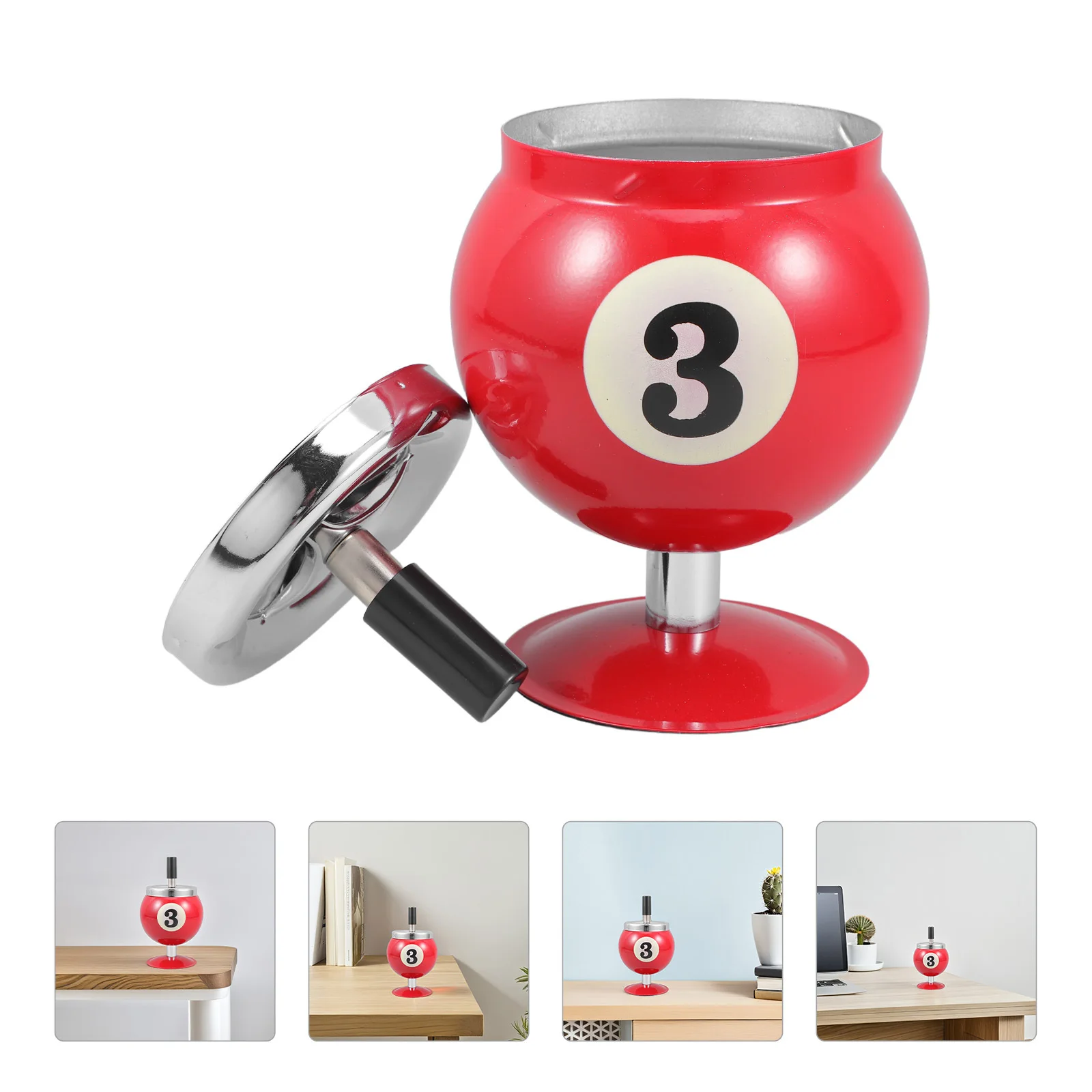 

Convenient Lidded Ashtray Elegant Covered Ashtray For Cigarettes And Cigars Metal Material Modern Office Tray With Lid