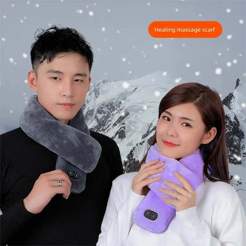 

Умный зимний шарф с подогревом для зарядки для мужчин и женщин, теплая защита шеи, катание на лыжах, термообертывание для шеи, однотонный вибрационный массаж