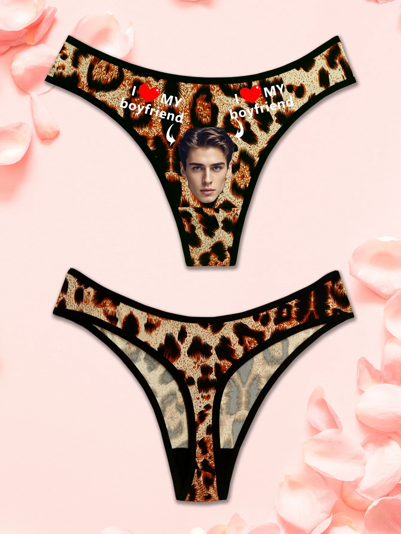 Cuecas sexy de cintura baixa personalizáveis com avatares de casal e estampa de carta de amor para homens e mulheres, perfeitas para o dia dos namorados, natal