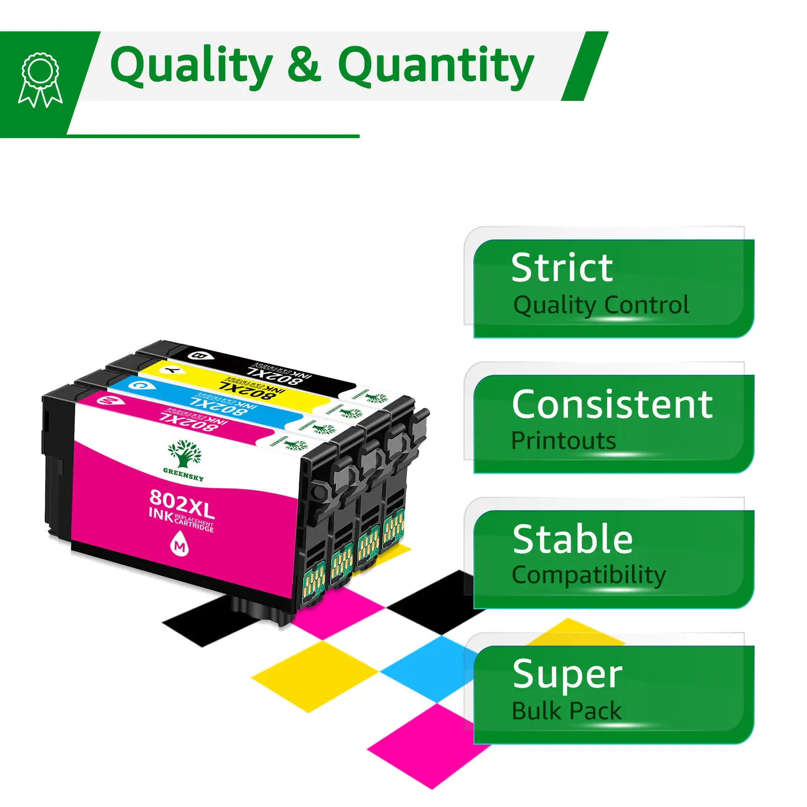 4Pack 802 802XL Ink Cartridge for Epson Workforce Pro WF-4720 WF-4730 4740 4734