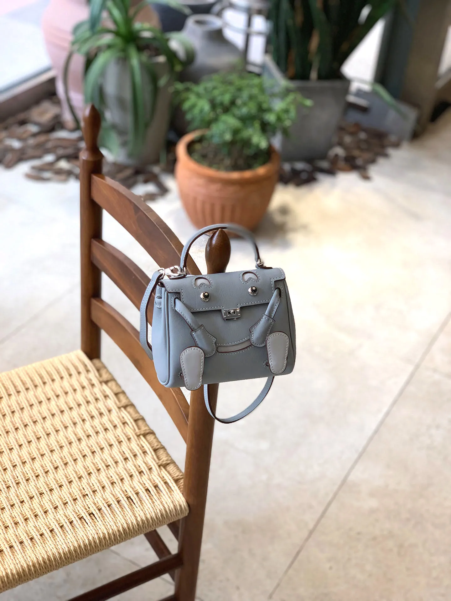 

Blue Face Crossbody Bag Women's Handbag Casual Summer Handbag Detachable Strap Leather Handle Breathable Cowhide Leather