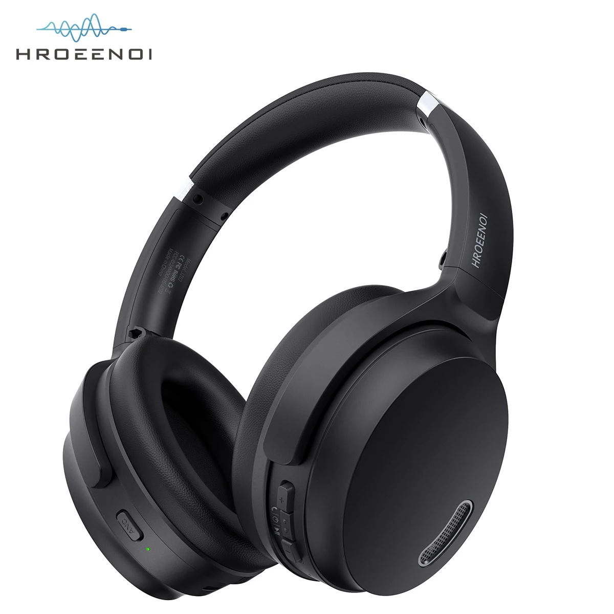 HROEENOI JZ02 Bluetooth Headphones Active Noise Cancelling Headphones,Wireless Over Ear Headphones with Mic Deep Bass Headset