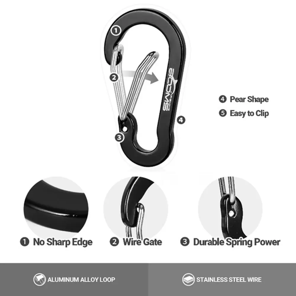 Hiking Outdoor Hook Fishing S-shape Aluminium Alloy Spring Buckle Snap Clip Keychain Carabiner