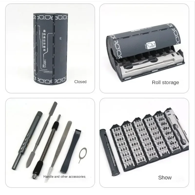 Set Obeng multifungsi presisi magnetik, peralatan reparasi ponsel elektronik IPhone, komputer, ponsel Phillips, presisi magnetik 128 in 1