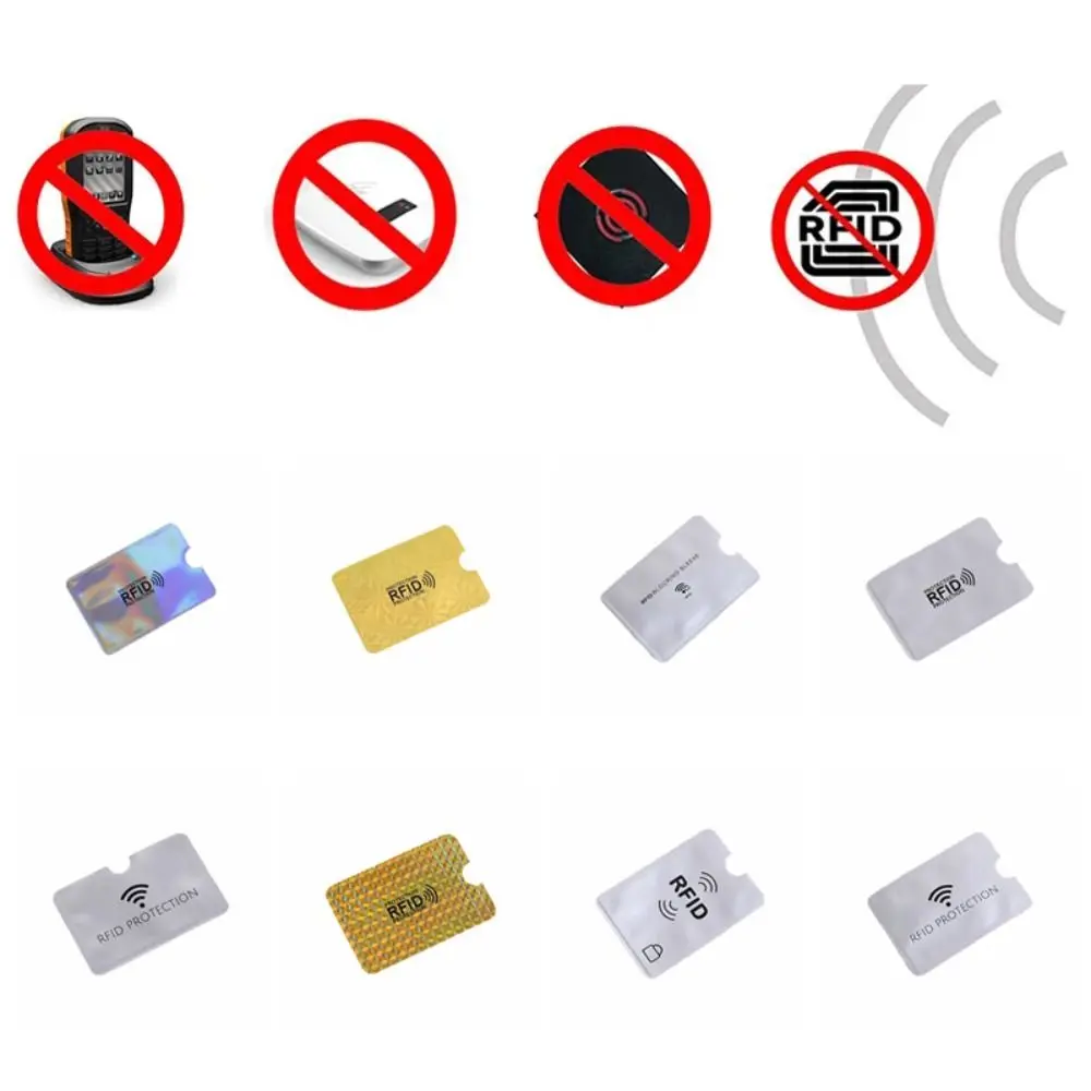 Tarjetero Anti RFID de aluminio, 10 piezas, lector antirrobo, caja de tarjeta de identificación, estuche de bloqueo NFC ligero plateado