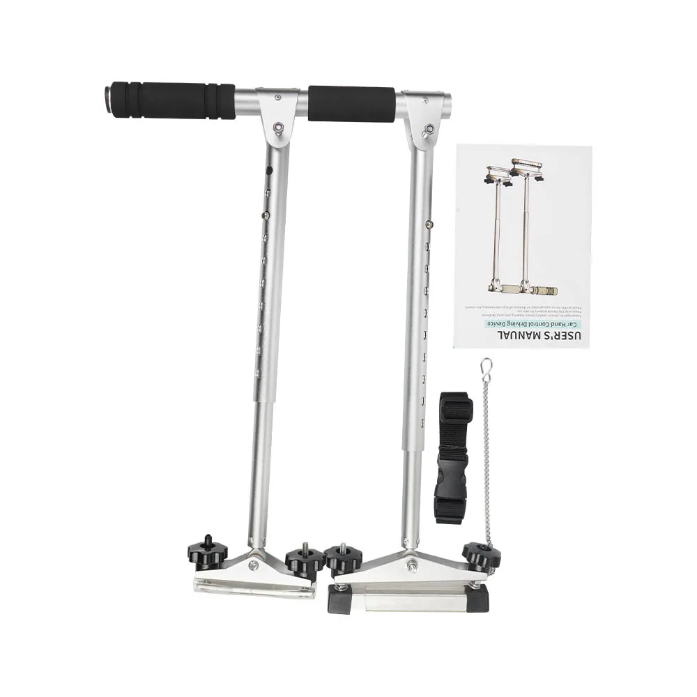 for Injured Handicap Car Hand Controls Device Silver For Disabled Drivers Portable Handicap Driving Hand Controlled Drive Assist