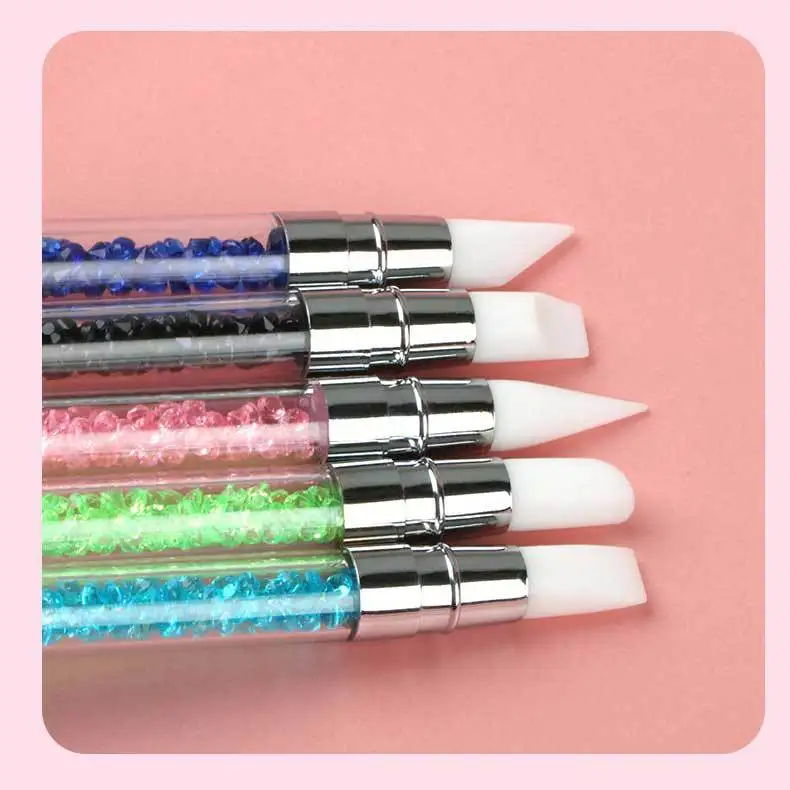 Dual-ended Nail art Silikon Skulptur Stift 3D Carving DIY Glitter Pulver Maniküre Malerei Punktierung Pinsel Nagel Tipps Tool