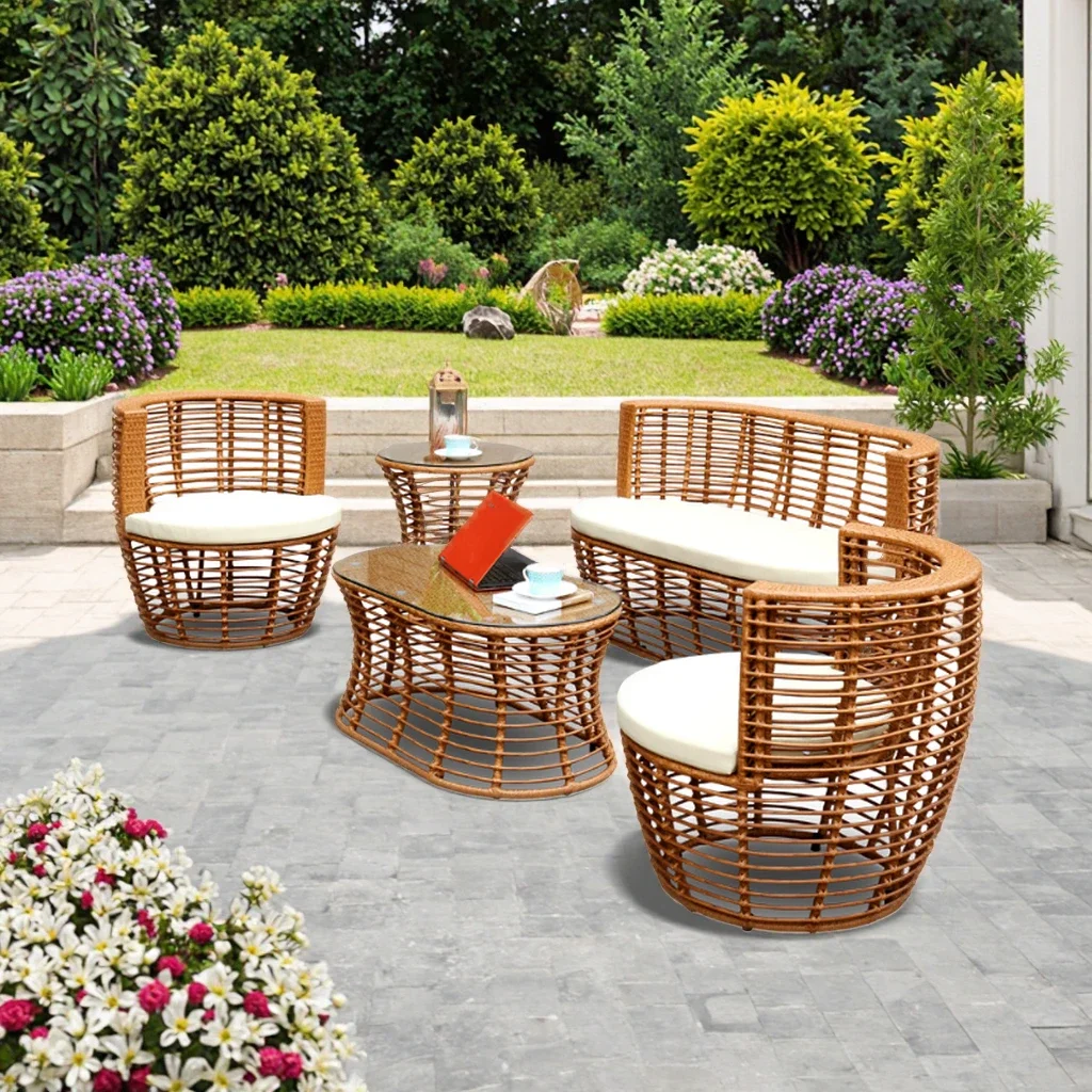 

Modern Style Outdoor Patio Furniture Round Rattan Sofa Set for Garden or Hotel Use