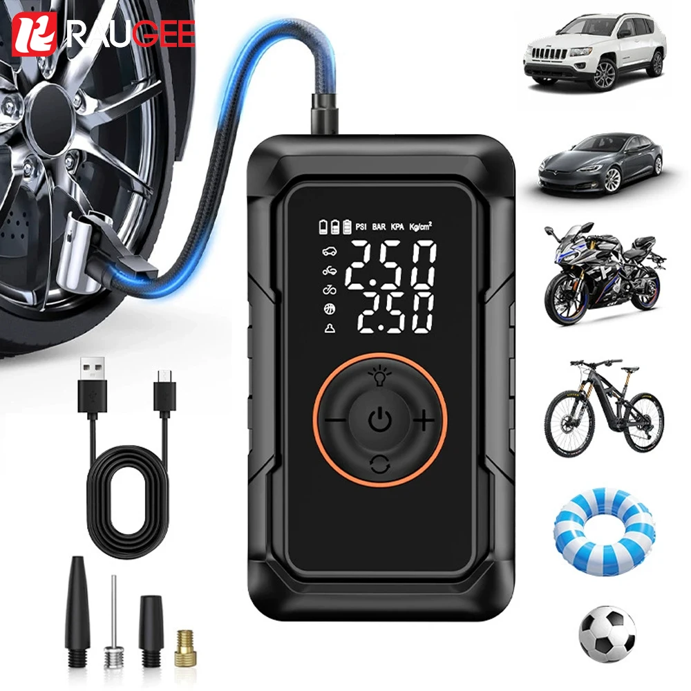 

Car Air Compressor Wireless Electric Tire Inflator Portable Air Pump for Motorcycle Bicycle with LED Light Digital Display