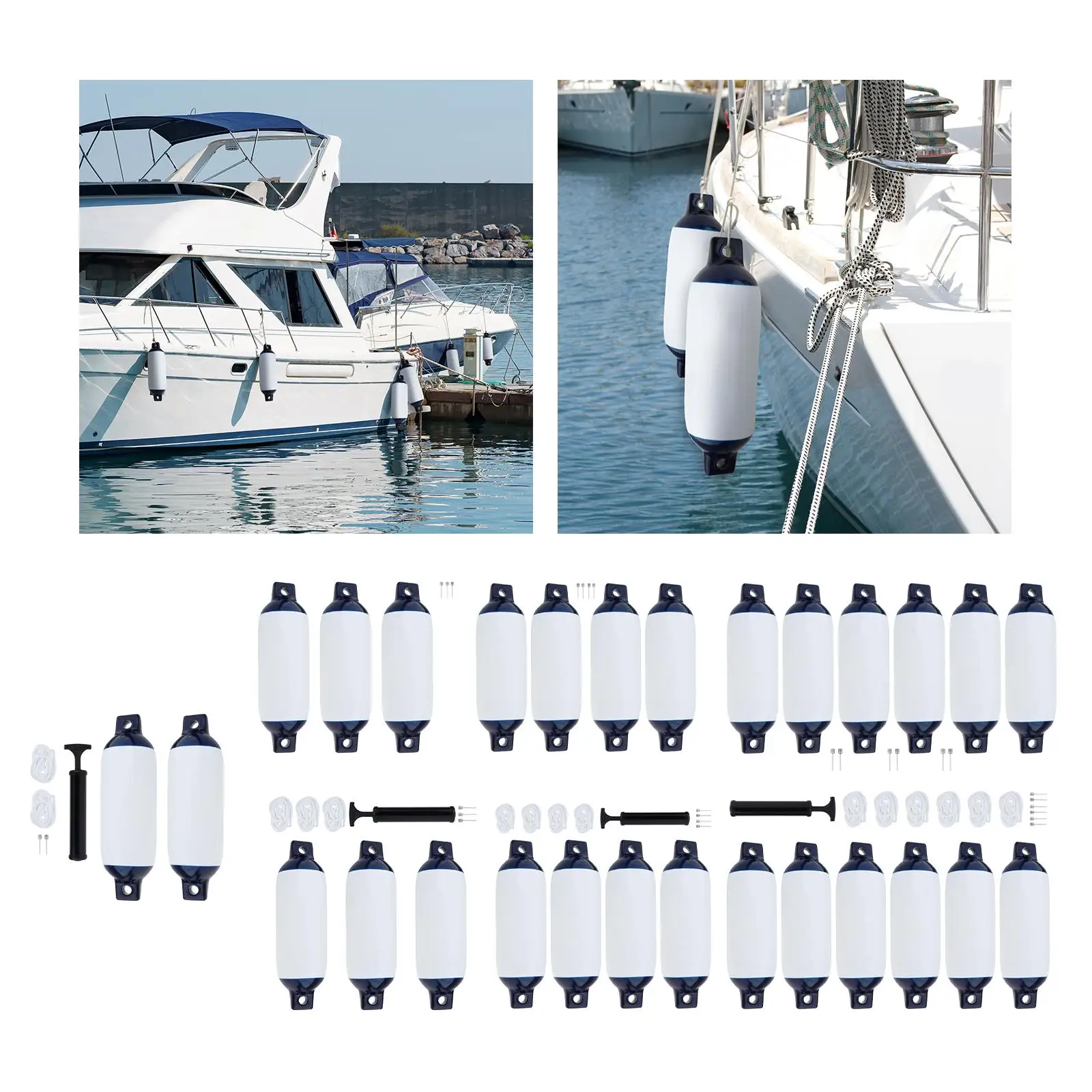 

Boat Fender with Ropes Yacht Fenders Bumpers Inflatable Marine Boat Bumper for Yachts Bass Boats Fishing Boats Sailboats
