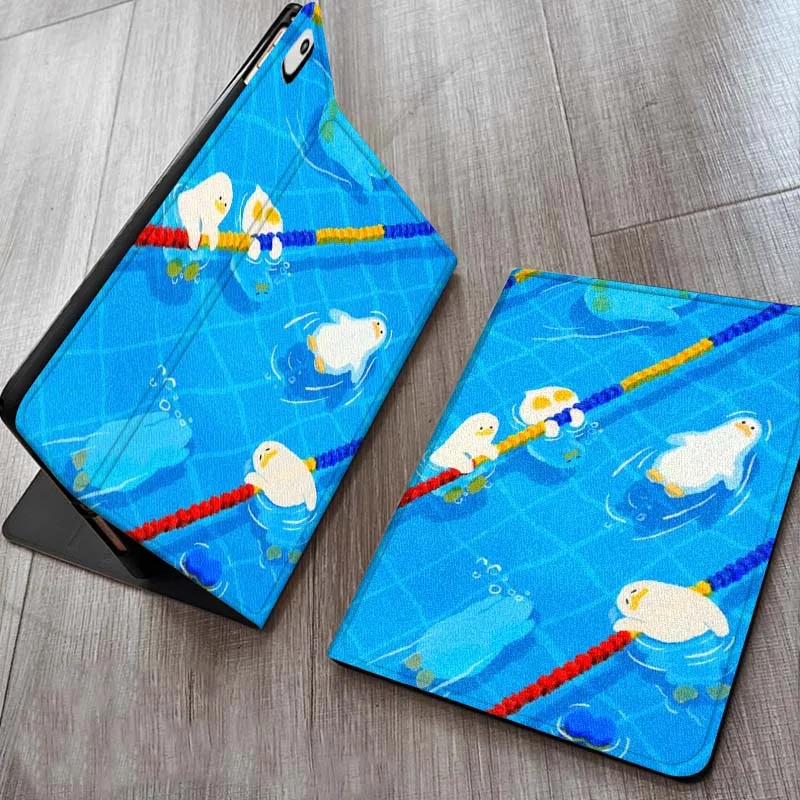 

Duck Playing In Water Pattern For iPad Pro 7 8 9 Gen 2 11 13 5th 6th 10th 11th M5 M4 12.9 10.9 10.2 Inch 2024 2025 Tablet Case