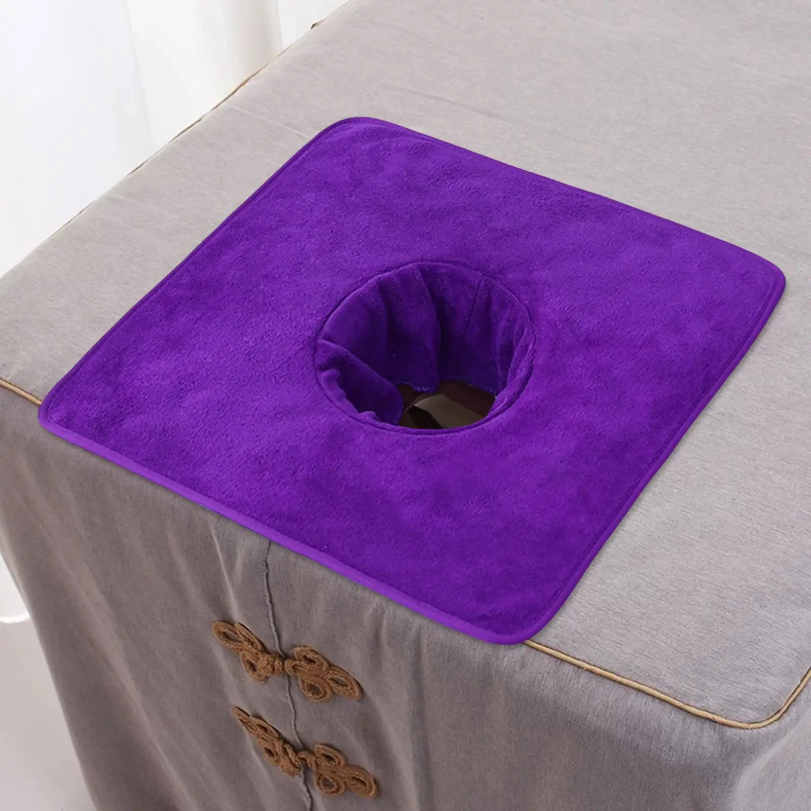 ผ้าเช็ดตัวสำหรับโต๊ะนวดพร้อมรูสำหรับใบหน้า ผ้าเช็ดหน้าดูดซับได้สำหรับร้านเสริมสวย