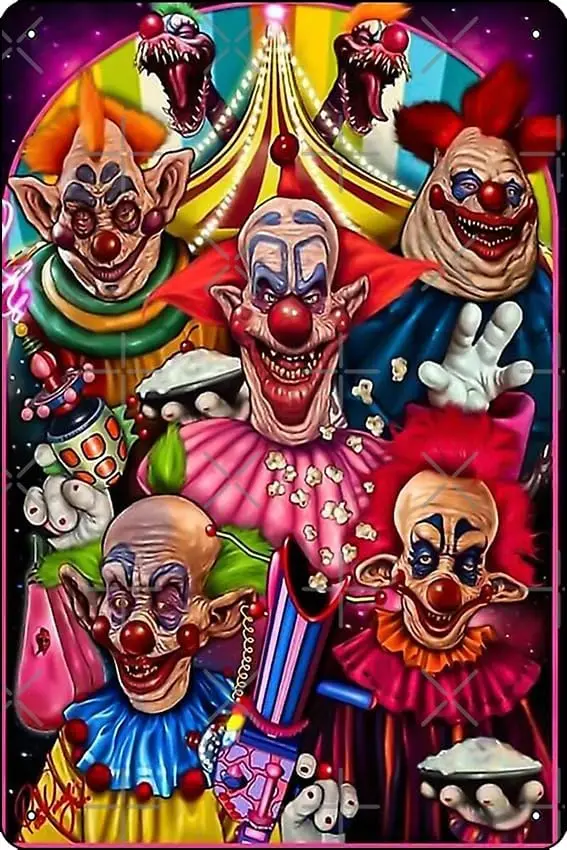 Killer Klowns ftom outer space clown Poster Metal Tin Sign Plaque Man Cave Wall 8x12 Inch Wall Art Decoration sign