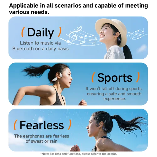 Imagen 2 del producto Auriculares de conducción ósea Bluetooth 5,3 inalámbricos, 32 horas de reproducción IPX8 impermeables, auriculares deportivos con gancho para la oreja con cancelación de ruido