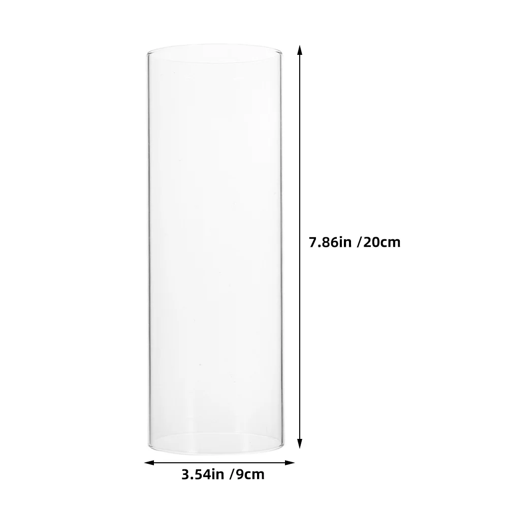 Transparent Glass Cover Cylindrical Windproof Shade for Tealight Holder Decorative Hurricane Chimney Tube Clear Elegant