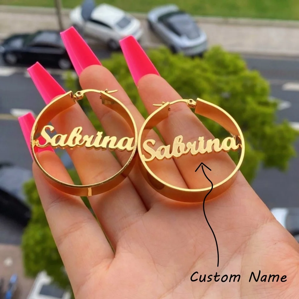 

Customized Name Earrings Personalized Earrings 18K Gold Plated Customize Earrings Women Hip-Hop Fashion Jewelry Gifts for Women