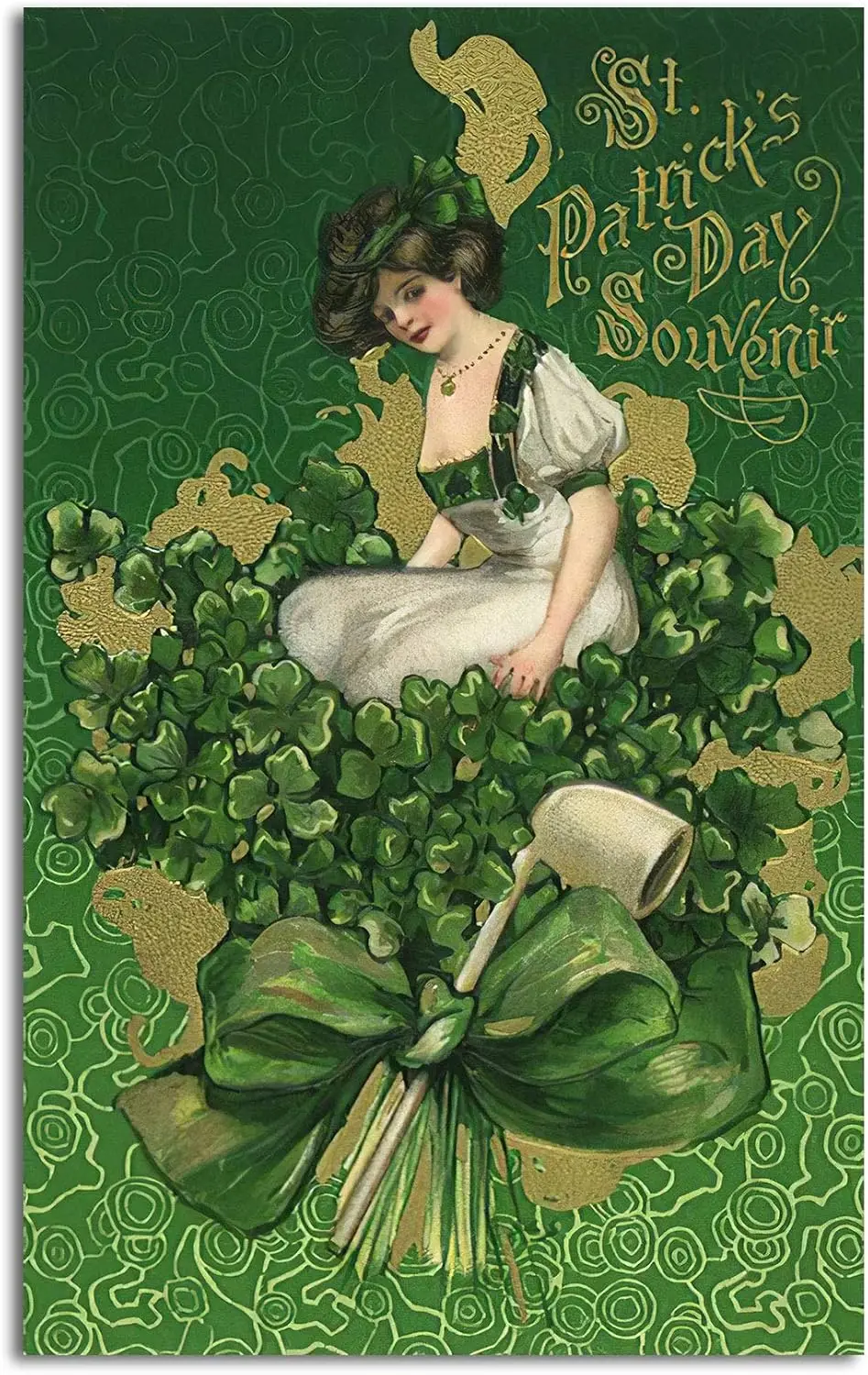 LINQWkk Vintage Wall Decor Vintage St. Patrick;s Day Souvenir Poster, Irish Lass Poster, Saint Patricks Decorations, Vintage-alu