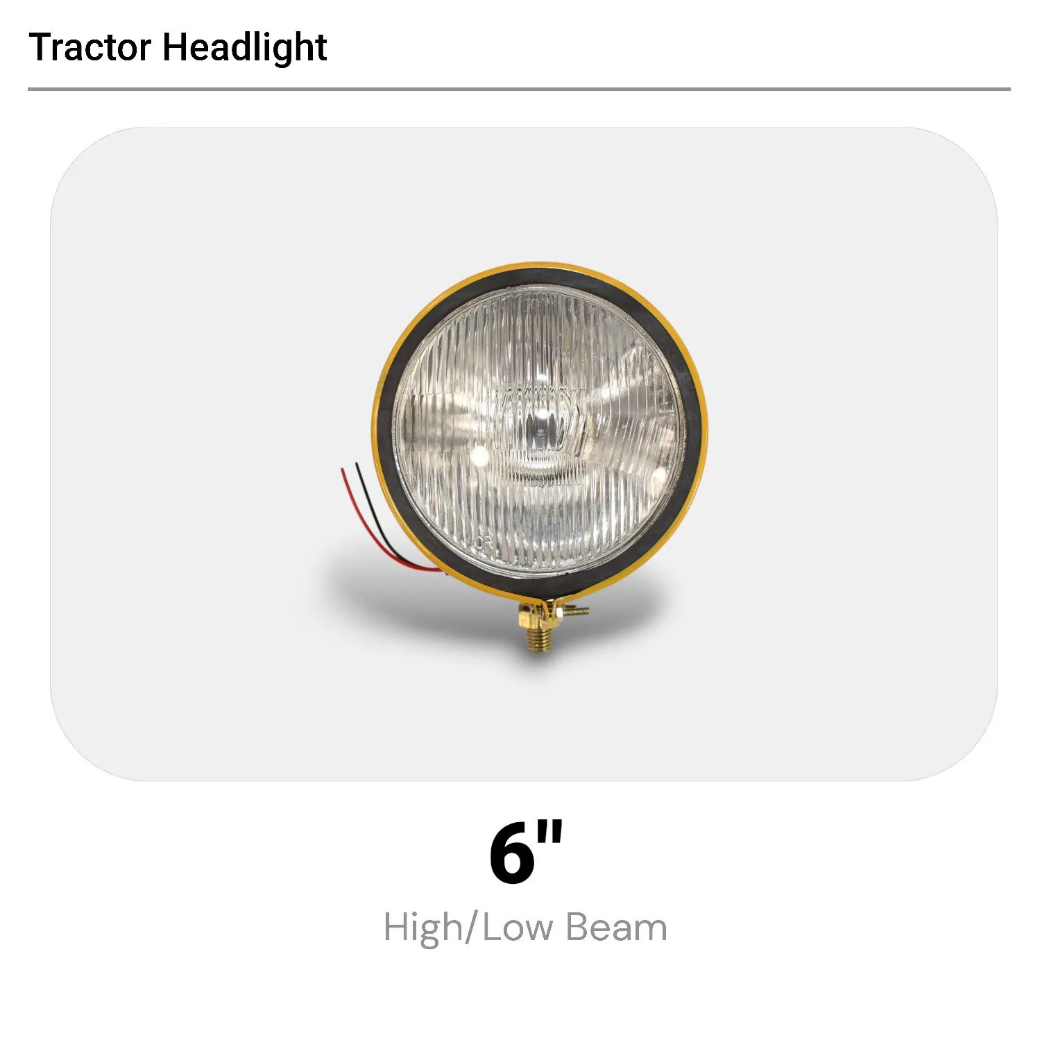 

12V H4 Halogen Tractor Headlight 156mm Yellow Metal Housing High Low Beam Waterproof for John Deere New Holland Case IH