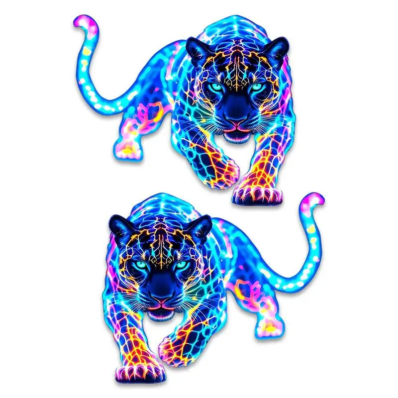 2Pcs Glowing Neon Tiger Car Stickers For Car Motorcycle Laptop Wall Decor