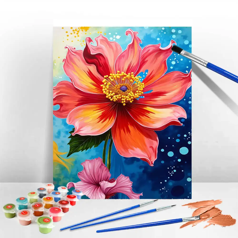 طلاء أكريليك AZQSD بالأرقام، صورة مرسومة على شكل زهرة الورد على القماش، مجموعات طلاء يدوية لتزيين الحائط #2