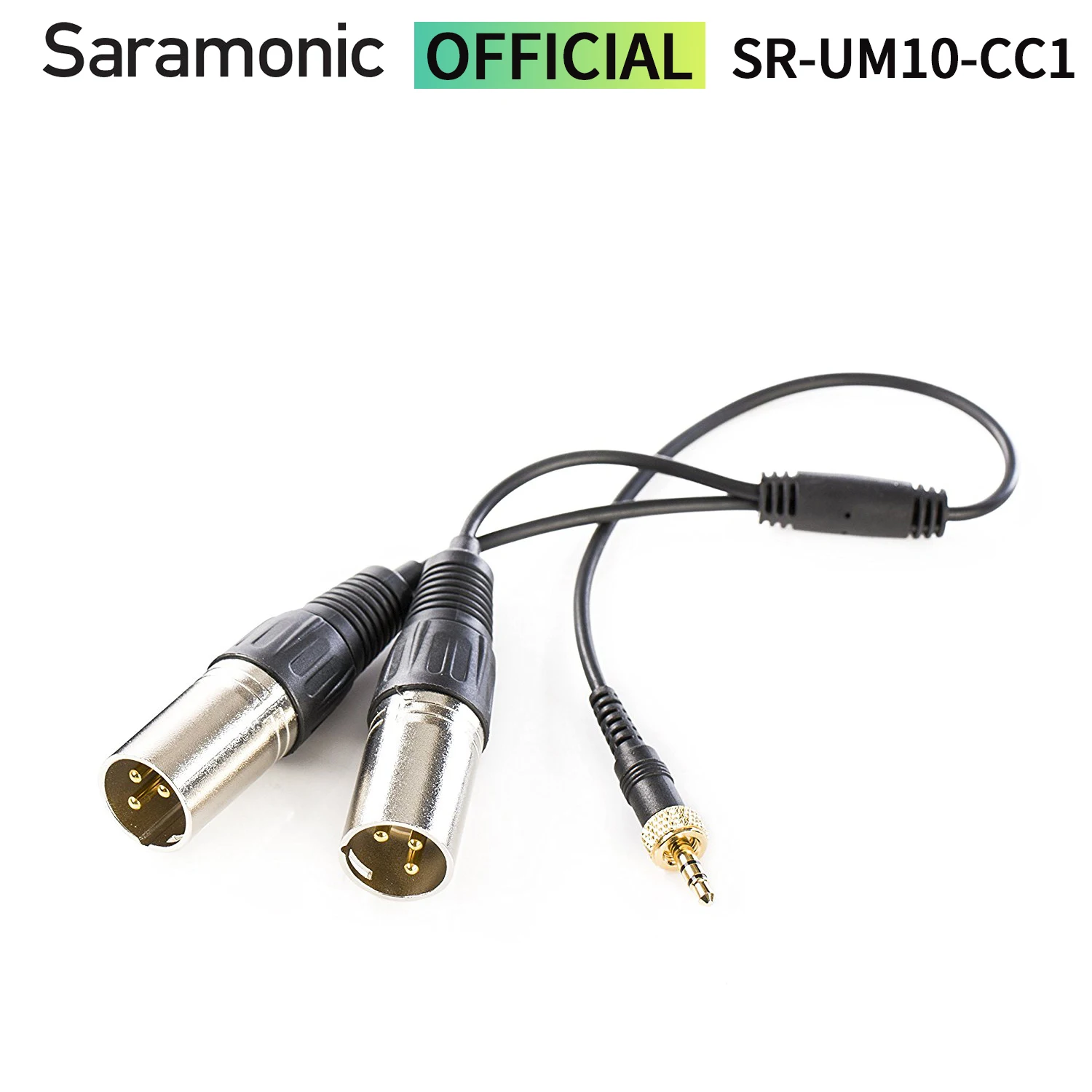 Saramonic SR-UM10-CC1 Male 3.5mm TRS Locking Thread connector to Dual 3-pin XLR Audio Adapter Cable for Wireless Microphone