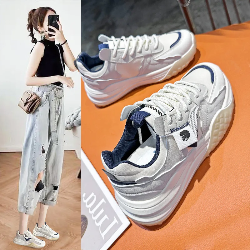 

Women Vulcanized Shoes Casual Sports Shoes White 2025 Spring and Autumn New Style Board Versatile Dad Shoes