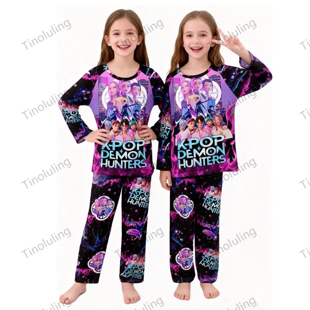 

Kids Cartoon Pajamas Sets Spring Kpop Demin Hunters Girls Clothes Home Wear Toddler Boys Zoey Rumi Mira Clothing Sets Sleepwear