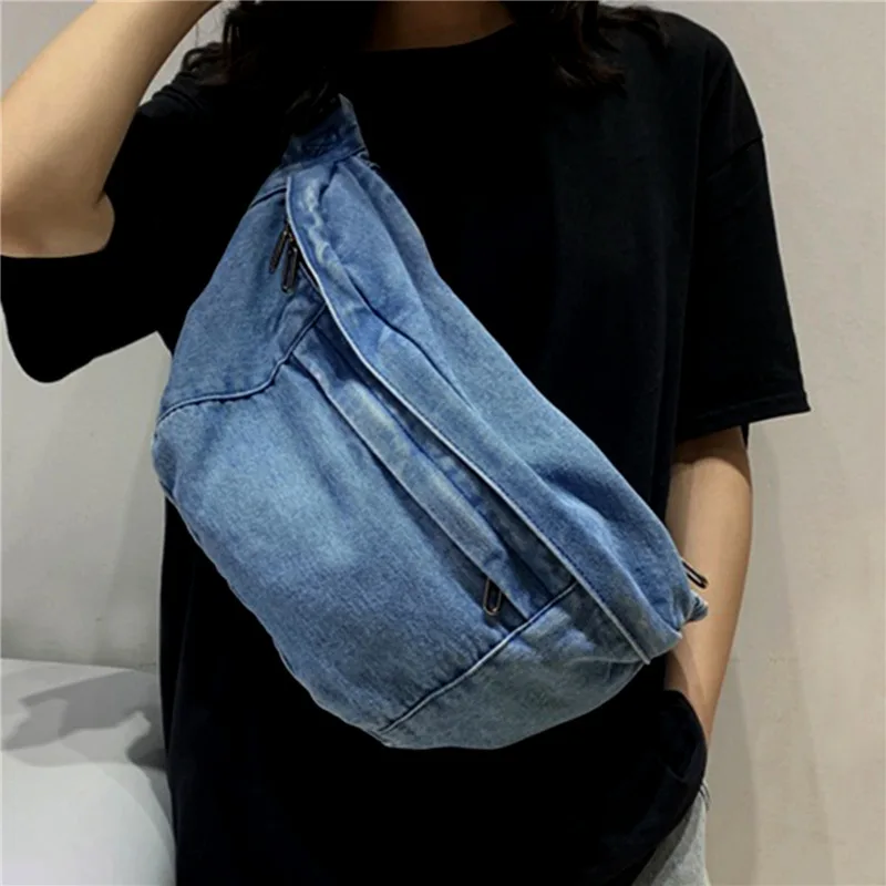 Unisex Crossbody Bag Shoulder Bag Girls New Denim for Women 2024 Large Capacity Messenger Bag  Hip Hop Belt Bag