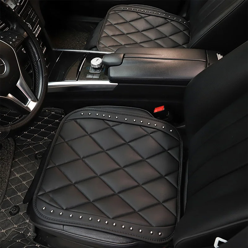 

Top Quality Universal Car Seat Cushion For Man Women Fashion Rivet PU Leather Auto Seat Covers Pad Protector Auto Accessories