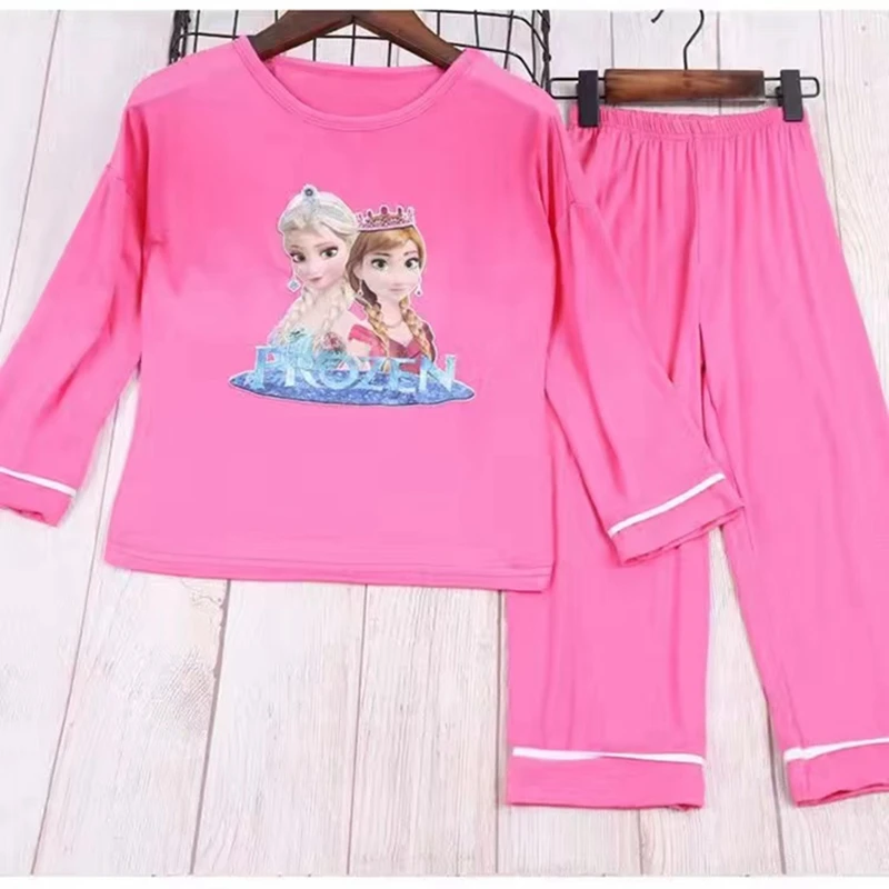 Baby Girls Pajamas Princess Frozen Anna Elsa Mermaid Sofia Clothing Set Kids Long Sleeve Home Sleepwear Children Nightgown Suit