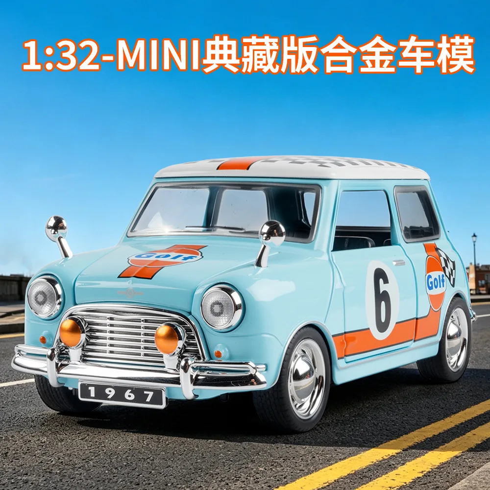 1:32 Mini Cooper S Diecast Model Car, Pull Back & Light Sound, Cute Retro Design, Adult Collection, Ideal Birthday Festival Gift