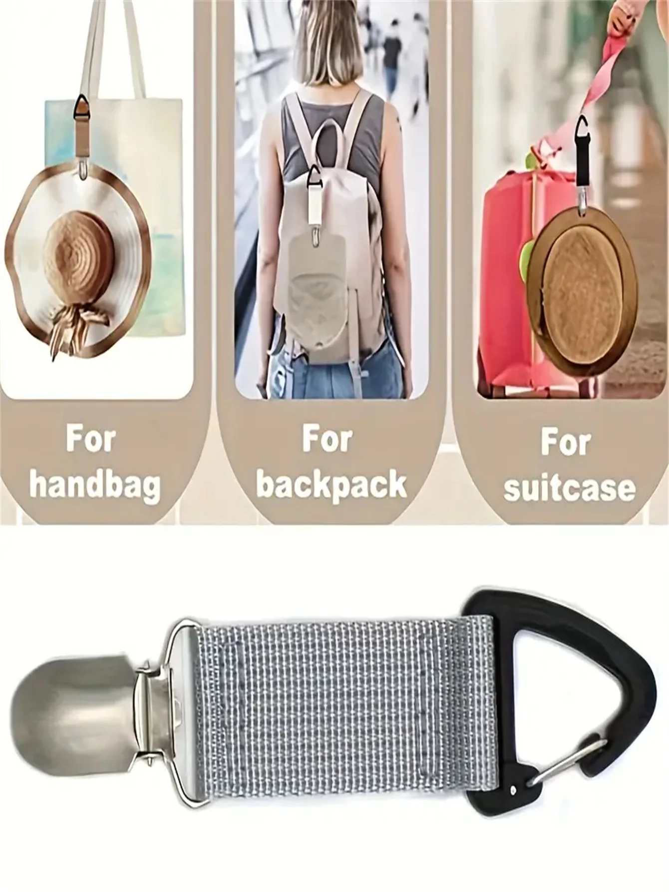 1Pc Travel Essential Hat Clip - Convenient Hanging on the Bag, Stable Fixed Hat, Ultra-Light and Portable, Can Be Attached to Handbag, Backpack, Trouser Belt, Suitcase, Suitable for Sun Hat and Towel, a Must-Have Acces