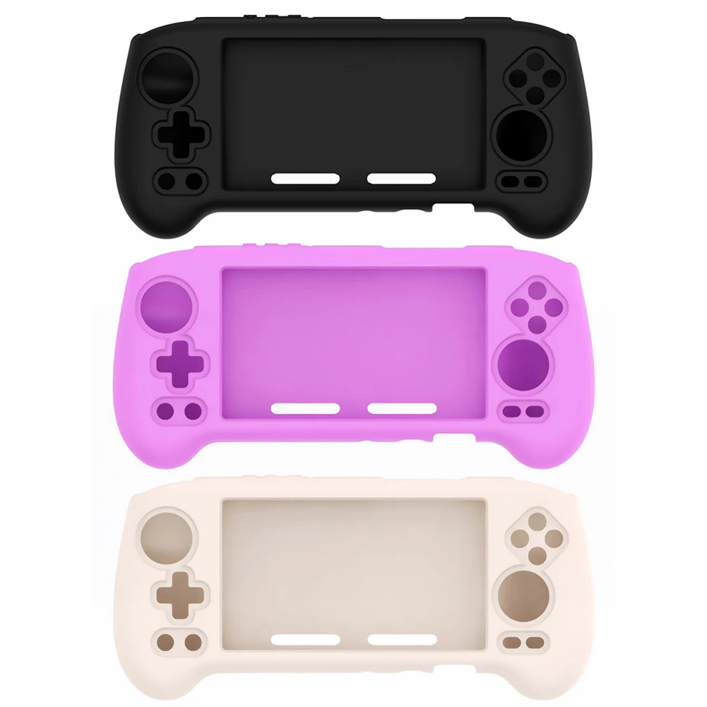 For ANBERNIC RG556 Game Console Soft Silicone Case Drop-proof Shockproof Protective Cover + Tempered Film 9H HD Screen Protector