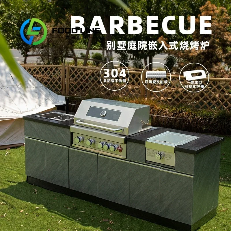 

Модульные уличные кухонные комплекты из нержавеющей стали: DIY-остров для барбекю, шкафы, раковина, место для хранения, гриль-станция для заднего двора