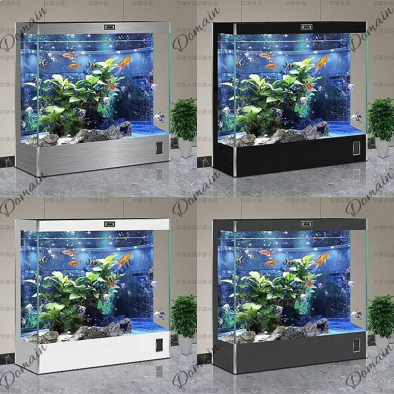 B80 New Super Clear Glass Eco Fish Tank, No Water Change, Floor-Standing Integrated Aquarium For Living Room