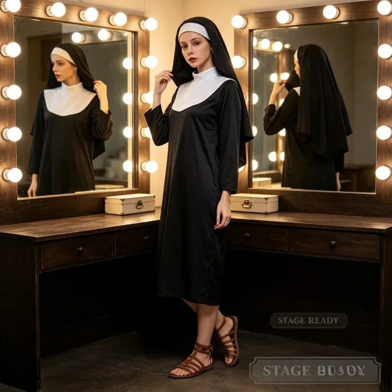 Halloween Nun Robe Cosplay Costume Suitable for Theme Parties Stage Performances and Theatrical Performances view 6