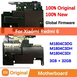 100% Brand New Original Motherboard for Xiaomi Redmi 6 Mainboard Logic Circuit Board Plate Global Unlocked Mother boar M1804C3DG