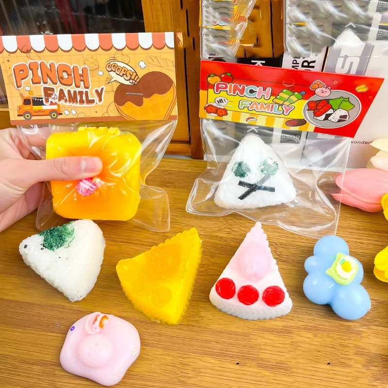 New Squishy Artificial Food Rice Balls Sushi Bread Fruit Cakes Mochi Pinch Squeeze Fingertips Adult Stress Relief Toys Kdis Gift