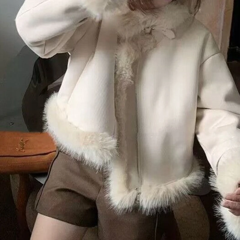 Suede Short Motorcycle Jacket 2025 Autumn and Winter Korean Women's Jacket with A Sense of Leisure Design