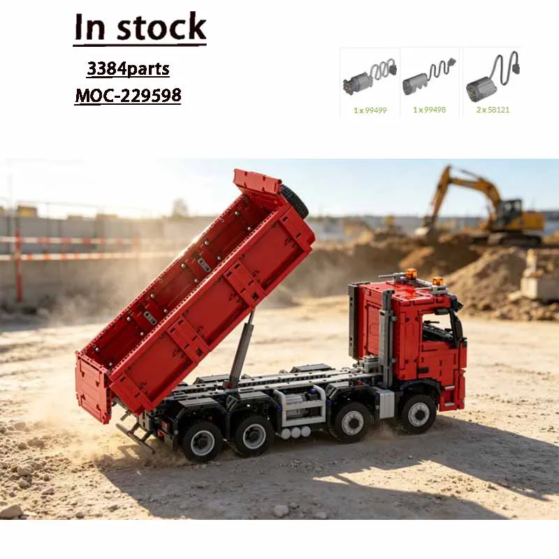 MOC-229598NewClassicElectric Remote Control8x4Dump Truck Cargo Building Block Model3384PartsMOC CreativePuzzle Birthday Toy Gift