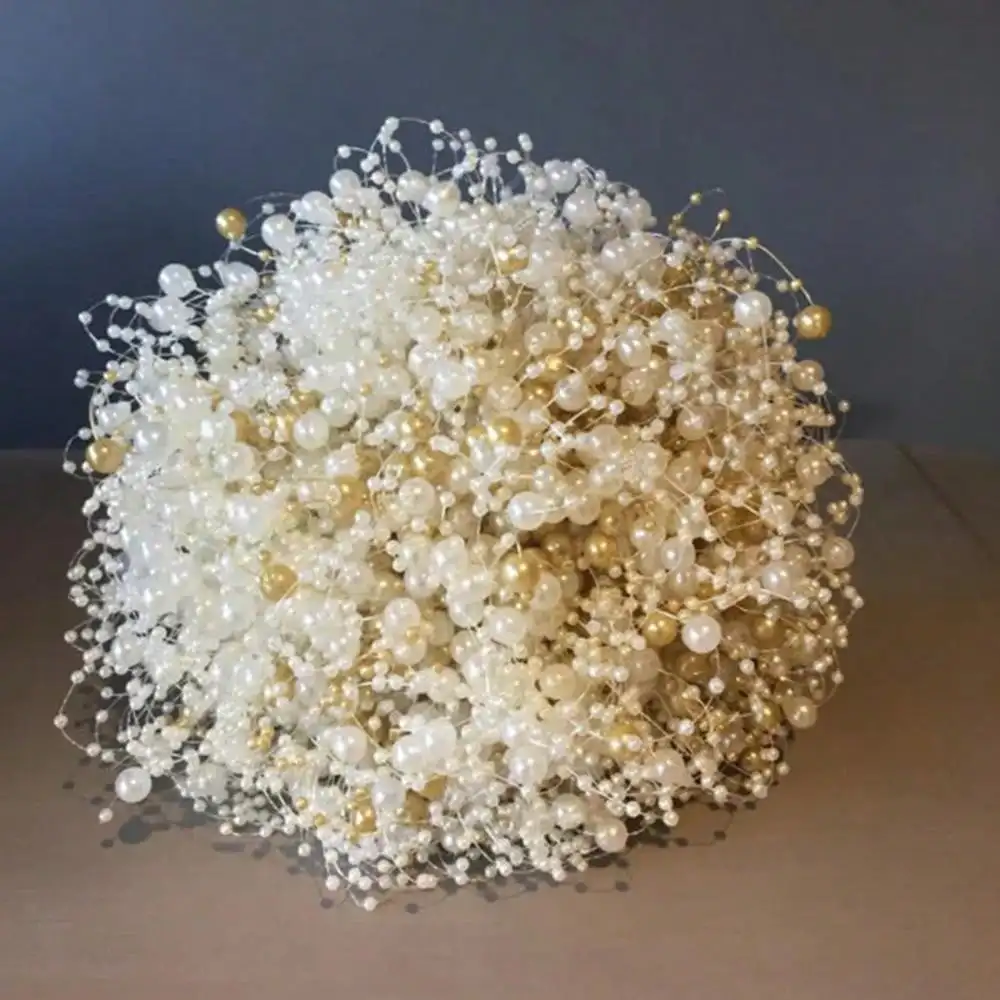 1roll 5m/30m White Artificial Pearls Chain String DIY Bouquet  Bridal Hair Accessories Wedding Party Decoration Supply