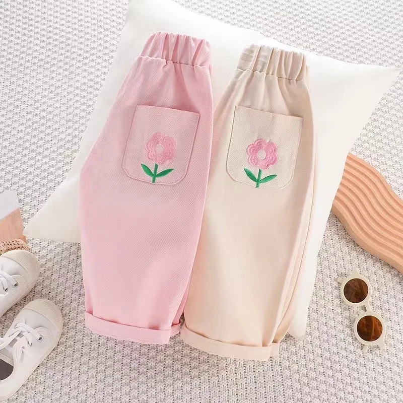 

New Arrival Girls pants Straight Cotton Children LooseTrousers Fashion Kid Girls Clothing 2024 New Kids Clothing 2 3 4 5 6 Year